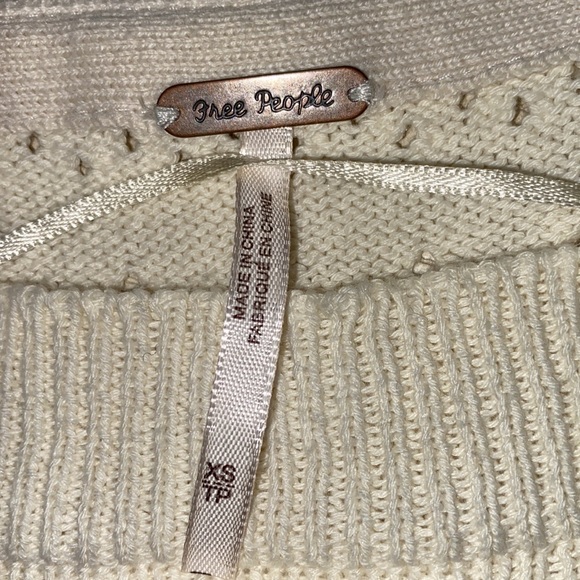 Free People Crème Knit 3/4 Sleeve Oversized Sweater Size XS - Picture 2 of 3